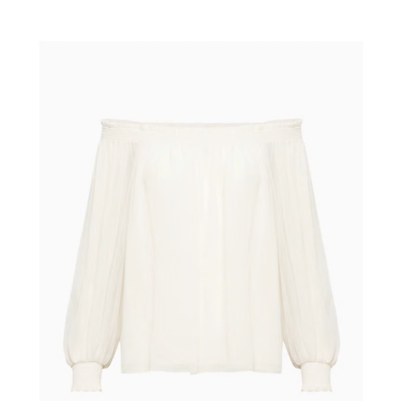 Nwt Aritzia Siena off shoulder blouse in light birch Sz xxs - Picture 4 of 4